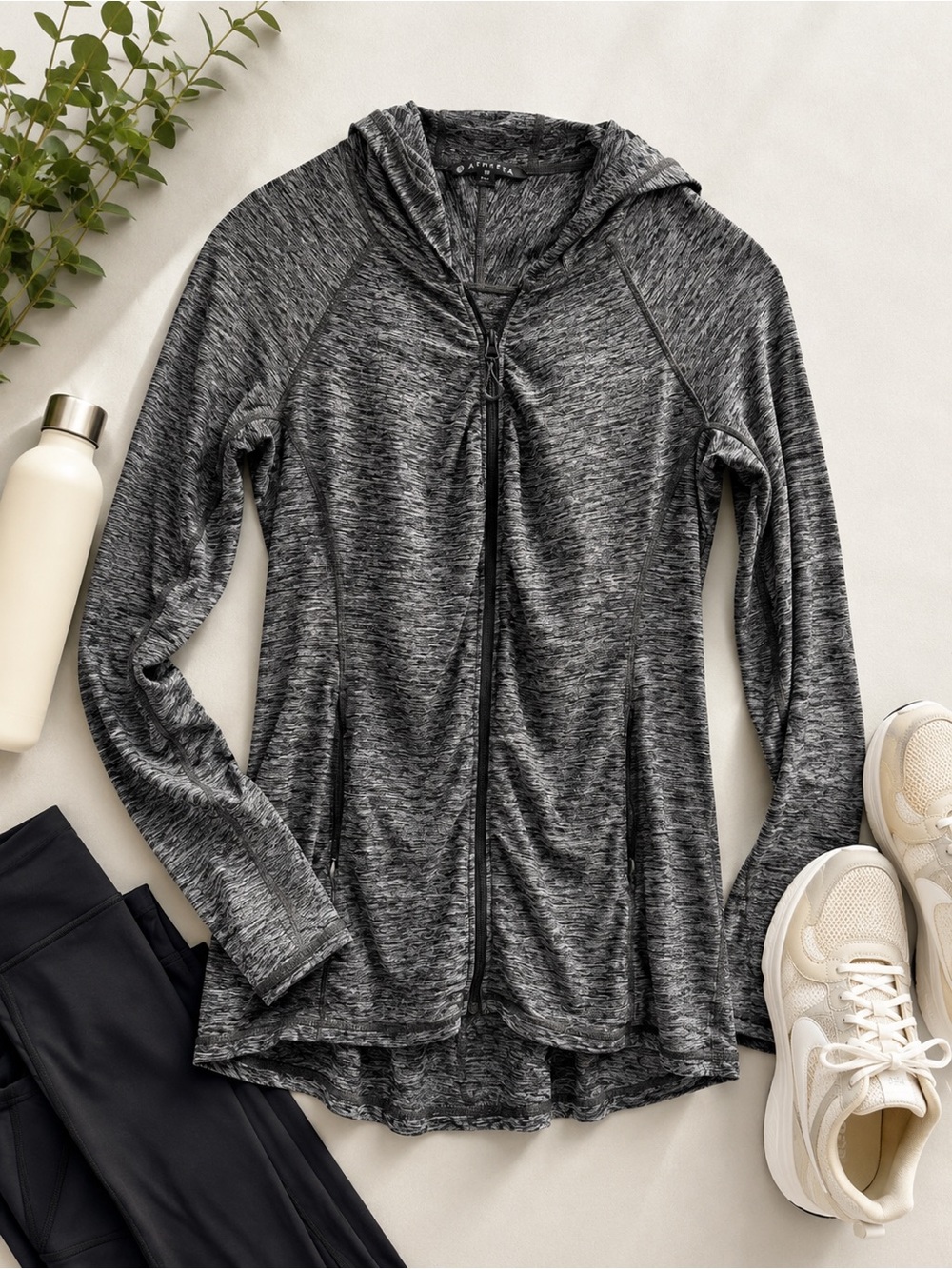Athleta Gray Space Dye Full Zip Hooded Jacket Women’s Medium